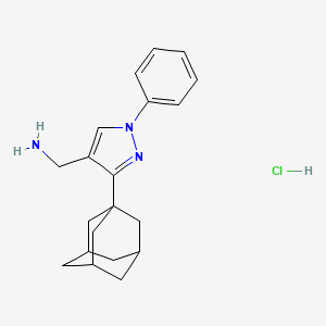molecular formula C20H26ClN3 B2948592 [3-(adamantan-1-yl)-1-phenyl-1H-pyrazol-4-yl]methanamine hydrochloride CAS No. 1993217-82-5