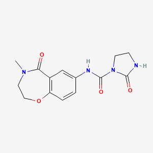 molecular formula C14H16N4O4 B2948593 N-(4-methyl-5-oxo-2,3,4,5-tetrahydro-1,4-benzoxazepin-7-yl)-2-oxoimidazolidine-1-carboxamide CAS No. 1448063-48-6