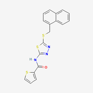 molecular formula C18H13N3OS3 B2948597 N-(5-{[(naphthalen-1-yl)methyl]sulfanyl}-1,3,4-thiadiazol-2-yl)thiophene-2-carboxamide CAS No. 607701-05-3
