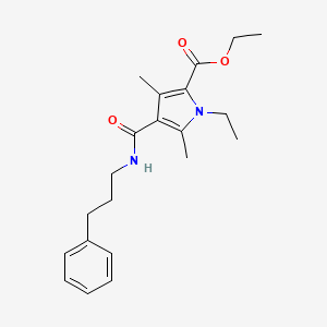 molecular formula C21H28N2O3 B2948607 ethyl 1-ethyl-3,5-dimethyl-4-((3-phenylpropyl)carbamoyl)-1H-pyrrole-2-carboxylate CAS No. 863006-45-5