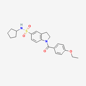 molecular formula C22H26N2O4S B2948617 N-cyclopentyl-1-(4-ethoxybenzoyl)-2,3-dihydro-1H-indole-5-sulfonamide CAS No. 919019-65-1