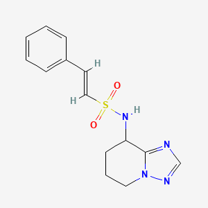 molecular formula C14H16N4O2S B2948622 (E)-2-Phenyl-N-(5,6,7,8-tetrahydro-[1,2,4]triazolo[1,5-a]pyridin-8-yl)ethenesulfonamide CAS No. 2111910-04-2