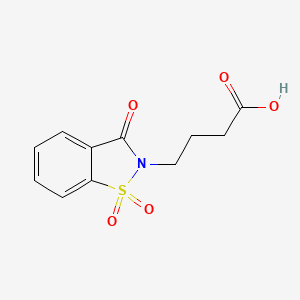 molecular formula C11H11NO5S B2948624 1,2-苯并异噻唑-2(3H)-丁酸，3-氧代-，1,1-二氧化物 CAS No. 10312-42-2