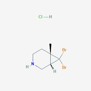 molecular formula C7H12Br2ClN B2948626 (1S,6S)-7,7-Dibromo-6-methyl-3-azabicyclo[4.1.0]heptane;hydrochloride CAS No. 1909294-91-2