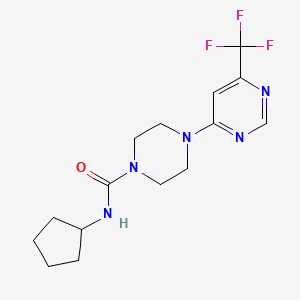 molecular formula C15H20F3N5O B2948628 N-cyclopentyl-4-[6-(trifluoromethyl)pyrimidin-4-yl]piperazine-1-carboxamide CAS No. 2034441-43-3
