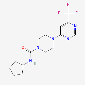molecular formula C15H20F3N5O B2948628 N-cyclopentyl-4-(6-(trifluoromethyl)pyrimidin-4-yl)piperazine-1-carboxamide CAS No. 2034441-43-3
