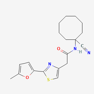molecular formula C19H23N3O2S B2948635 N-(1-cyanocyclooctyl)-2-[2-(5-methylfuran-2-yl)-1,3-thiazol-4-yl]acetamide CAS No. 1394677-08-7
