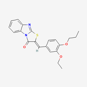 molecular formula C21H20N2O3S B2948638 (2Z)-2-(3-ethoxy-4-propoxybenzylidene)[1,3]thiazolo[3,2-a]benzimidazol-3(2H)-one CAS No. 617696-88-5