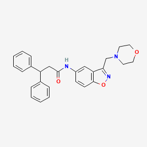 molecular formula C27H27N3O3 B2948647 N-{3-[(morpholin-4-yl)methyl]-1,2-benzoxazol-5-yl}-3,3-diphenylpropanamide CAS No. 2380041-56-3