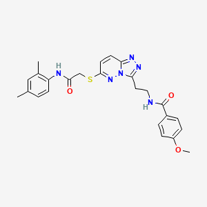 molecular formula C25H26N6O3S B2948650 N-[2-[6-[2-(2,4-dimethylanilino)-2-oxoethyl]sulfanyl-[1,2,4]triazolo[4,3-b]pyridazin-3-yl]ethyl]-4-methoxybenzamide CAS No. 872995-57-8