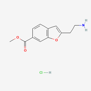 molecular formula C12H14ClNO3 B2948653 Methyl 2-(2-aminoethyl)-1-benzofuran-6-carboxylate hydrochloride CAS No. 2138290-93-2