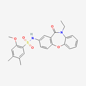 molecular formula C24H24N2O5S B2948667 N-(10-ethyl-11-oxo-10,11-dihydrodibenzo[b,f][1,4]oxazepin-2-yl)-2-methoxy-4,5-dimethylbenzenesulfonamide CAS No. 922136-97-8