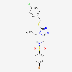 molecular formula C19H18BrClN4O2S2 B2948674 N-({4-allyl-5-[(4-chlorobenzyl)sulfanyl]-4H-1,2,4-triazol-3-yl}methyl)-4-bromobenzenesulfonamide CAS No. 338794-41-5