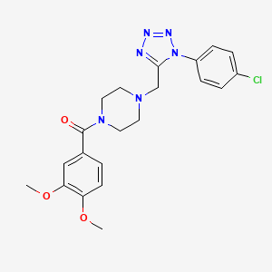 molecular formula C21H23ClN6O3 B2948714 (4-((1-(4-chlorophenyl)-1H-tetrazol-5-yl)methyl)piperazin-1-yl)(3,4-dimethoxyphenyl)methanone CAS No. 1049455-60-8