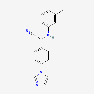 molecular formula C18H16N4 B2948717 2-[4-(1H-imidazol-1-yl)phenyl]-2-(3-toluidino)acetonitrile CAS No. 866157-66-6
