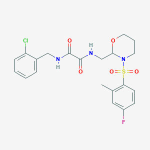 molecular formula C21H23ClFN3O5S B2948719 N1-(2-chlorobenzyl)-N2-((3-((4-fluoro-2-methylphenyl)sulfonyl)-1,3-oxazinan-2-yl)methyl)oxalamide CAS No. 872724-13-5
