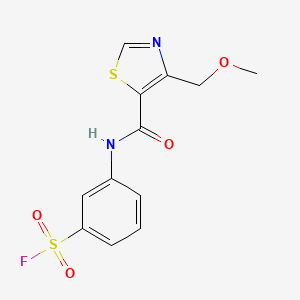 molecular formula C12H11FN2O4S2 B2948721 3-[[4-(Methoxymethyl)-1,3-thiazole-5-carbonyl]amino]benzenesulfonyl fluoride CAS No. 2224534-15-8