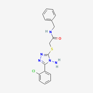 molecular formula C17H16ClN5OS B2948726 2-{[4-amino-5-(2-chlorophenyl)-4H-1,2,4-triazol-3-yl]sulfanyl}-N-benzylacetamide CAS No. 808791-02-8