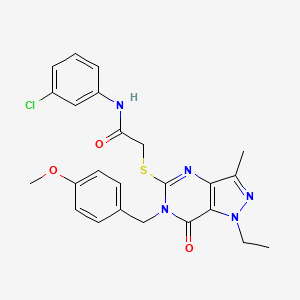 molecular formula C24H24ClN5O3S B2948788 N-(3-chlorophenyl)-2-({1-ethyl-6-[(4-methoxyphenyl)methyl]-3-methyl-7-oxo-1H,6H,7H-pyrazolo[4,3-d]pyrimidin-5-yl}sulfanyl)acetamide CAS No. 1358947-57-5