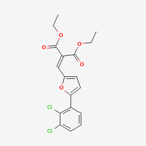 molecular formula C18H16Cl2O5 B2948794 Diethyl 2-((5-(2,3-dichlorophenyl)-2-furyl)methylene)malonate CAS No. 304896-39-7