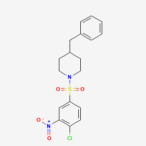 molecular formula C18H19ClN2O4S B2948828 4-Benzyl-1-(4-chloro-3-nitrobenzenesulfonyl)piperidine CAS No. 332021-39-3
