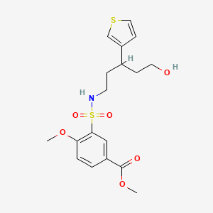 molecular formula C18H23NO6S2 B2948880 methyl 3-(N-(5-hydroxy-3-(thiophen-3-yl)pentyl)sulfamoyl)-4-methoxybenzoate CAS No. 2034467-67-7