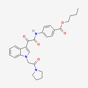 molecular formula C27H29N3O5 B2948884 butyl 4-(2-oxo-2-(1-(2-oxo-2-(pyrrolidin-1-yl)ethyl)-1H-indol-3-yl)acetamido)benzoate CAS No. 872854-70-1