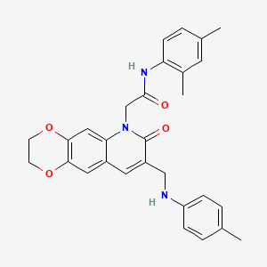 molecular formula C29H29N3O4 B2948897 N-(2,4-dimethylphenyl)-2-(8-{[(4-methylphenyl)amino]methyl}-7-oxo-2H,3H,6H,7H-[1,4]dioxino[2,3-g]quinolin-6-yl)acetamide CAS No. 946235-40-1