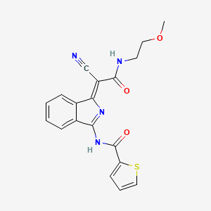 molecular formula C19H16N4O3S B2948904 (Z)-N-(1-(1-cyano-2-((2-methoxyethyl)amino)-2-oxoethylidene)-1H-isoindol-3-yl)thiophene-2-carboxamide CAS No. 900293-05-2