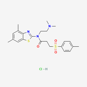 molecular formula C23H30ClN3O3S2 B2948910 N-(2-(dimethylamino)ethyl)-N-(4,6-dimethylbenzo[d]thiazol-2-yl)-3-tosylpropanamide hydrochloride CAS No. 1217010-44-0
