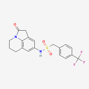 molecular formula C19H17F3N2O3S B2948911 N-(2-oxo-2,4,5,6-tetrahydro-1H-pyrrolo[3,2,1-ij]quinolin-8-yl)-1-(4-(trifluoromethyl)phenyl)methanesulfonamide CAS No. 1396854-25-3
