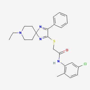 molecular formula C24H27ClN4OS B2948930 N-(5-chloro-2-methylphenyl)-2-((8-ethyl-3-phenyl-1,4,8-triazaspiro[4.5]deca-1,3-dien-2-yl)thio)acetamide CAS No. 1189925-55-0