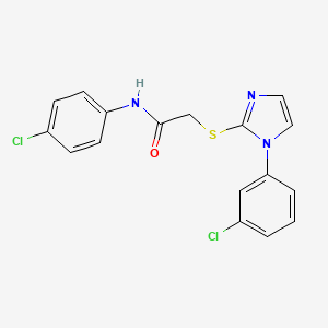 molecular formula C17H13Cl2N3OS B2948952 N-(4-chlorophenyl)-2-{[1-(3-chlorophenyl)-1H-imidazol-2-yl]sulfanyl}acetamide CAS No. 851079-05-5
