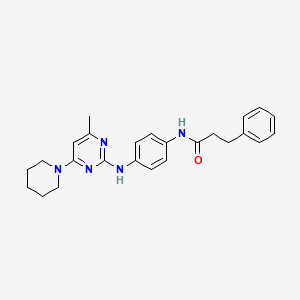 molecular formula C25H29N5O B2948970 N-(4-{[4-methyl-6-(piperidin-1-yl)pyrimidin-2-yl]amino}phenyl)-3-phenylpropanamide CAS No. 923687-86-9