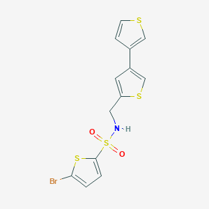 molecular formula C13H10BrNO2S4 B2948985 N-({[3,3'-bithiophene]-5-yl}methyl)-5-bromothiophene-2-sulfonamide CAS No. 2380071-52-1