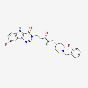 molecular formula C26H27F2N5O2 B2948992 3-(8-fluoro-4-oxo-4,5-dihydro-3H-pyrimido[5,4-b]indol-3-yl)-N-((1-(2-fluorobenzyl)piperidin-4-yl)methyl)propanamide CAS No. 1105247-94-6
