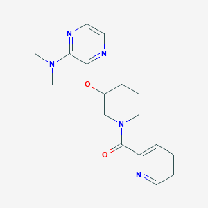 molecular formula C17H21N5O2 B2949016 N,N-dimethyl-3-{[1-(pyridine-2-carbonyl)piperidin-3-yl]oxy}pyrazin-2-amine CAS No. 2034439-03-5