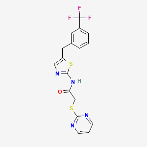 2-(pyrimidin-2-ylthio)-N-(5-(3-(trifluoromethyl)benzyl)thiazol-2-yl)acetamide