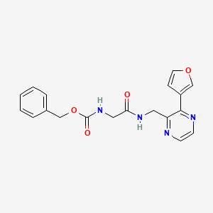 molecular formula C19H18N4O4 B2949029 Benzyl (2-(((3-(furan-3-yl)pyrazin-2-yl)methyl)amino)-2-oxoethyl)carbamate CAS No. 2034500-77-9