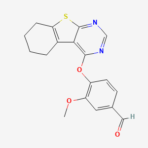 molecular formula C18H16N2O3S B2949057 3-Methoxy-4-(5,6,7,8-tetrahydro[1]benzothieno[2,3-d]pyrimidin-4-yloxy)benzaldehyde CAS No. 306956-52-5