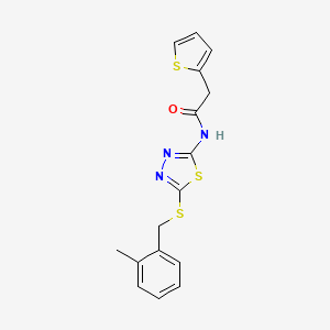 molecular formula C16H15N3OS3 B2949059 N-(5-{[(2-methylphenyl)methyl]sulfanyl}-1,3,4-thiadiazol-2-yl)-2-(thiophen-2-yl)acetamide CAS No. 868977-20-2