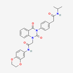 molecular formula C29H28N4O6 B2949073 N-(2,3-dihydrobenzo[b][1,4]dioxin-6-yl)-2-(3-(4-(2-(isopropylamino)-2-oxoethyl)phenyl)-2,4-dioxo-3,4-dihydroquinazolin-1(2H)-yl)acetamide CAS No. 1189433-57-5