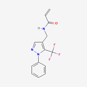 molecular formula C14H12F3N3O B2949090 N-[[1-Phenyl-5-(trifluoromethyl)pyrazol-4-yl]methyl]prop-2-enamide CAS No. 2308274-41-9