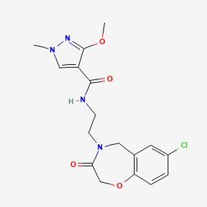 molecular formula C17H19ClN4O4 B2949091 N-(2-(7-chloro-3-oxo-2,3-dihydrobenzo[f][1,4]oxazepin-4(5H)-yl)ethyl)-3-methoxy-1-methyl-1H-pyrazole-4-carboxamide CAS No. 1903633-97-5
