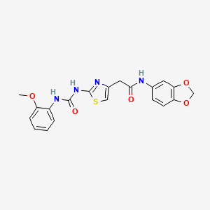 molecular formula C20H18N4O5S B2949095 N-(benzo[d][1,3]dioxol-5-yl)-2-(2-(3-(2-methoxyphenyl)ureido)thiazol-4-yl)acetamide CAS No. 897614-02-7