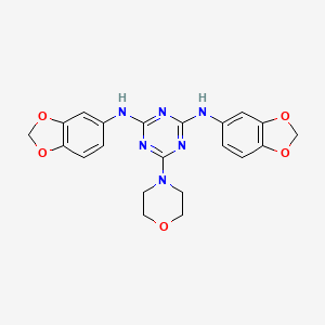 molecular formula C21H20N6O5 B2949181 N2,N4-bis(2H-1,3-benzodioxol-5-yl)-6-(morpholin-4-yl)-1,3,5-triazine-2,4-diamine CAS No. 898623-20-6
