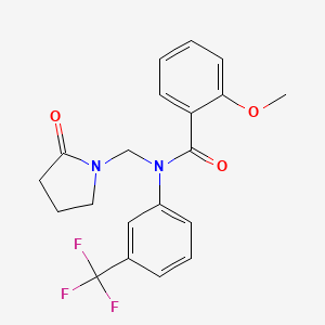 molecular formula C20H19F3N2O3 B2949185 2-methoxy-N-[(2-oxopyrrolidin-1-yl)methyl]-N-[3-(trifluoromethyl)phenyl]benzamide CAS No. 863001-72-3