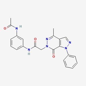 molecular formula C22H20N6O3 B2949196 N-(3-acetamidophenyl)-2-(4-methyl-7-oxo-1-phenyl-1H-pyrazolo[3,4-d]pyridazin-6(7H)-yl)acetamide CAS No. 941914-97-2