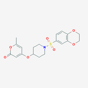 molecular formula C19H21NO7S B2949227 4-{[1-(2,3-dihydro-1,4-benzodioxine-6-sulfonyl)piperidin-4-yl]oxy}-6-methyl-2H-pyran-2-one CAS No. 1795301-38-0