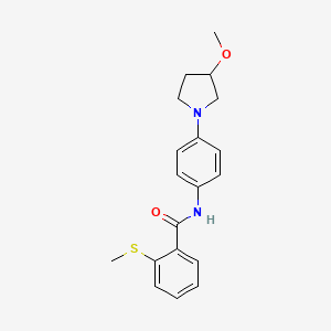 molecular formula C19H22N2O2S B2949236 N-(4-(3-methoxypyrrolidin-1-yl)phenyl)-2-(methylthio)benzamide CAS No. 1797088-06-2